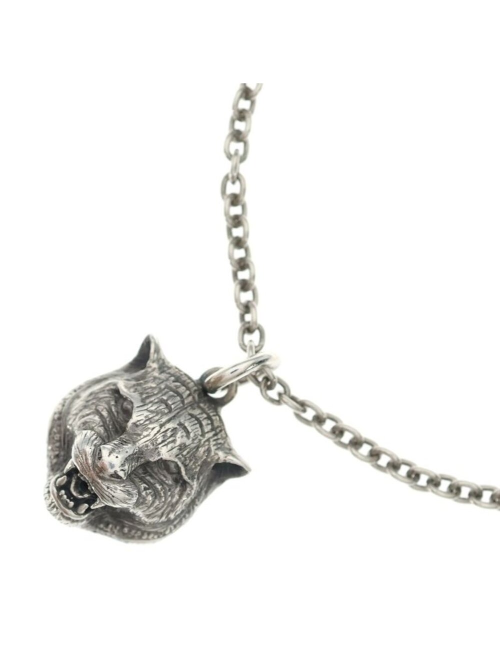Gucci Tiger Head Necklace Silver